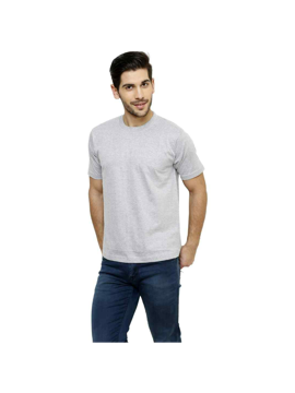 Grey Solid round neck t shirt for men