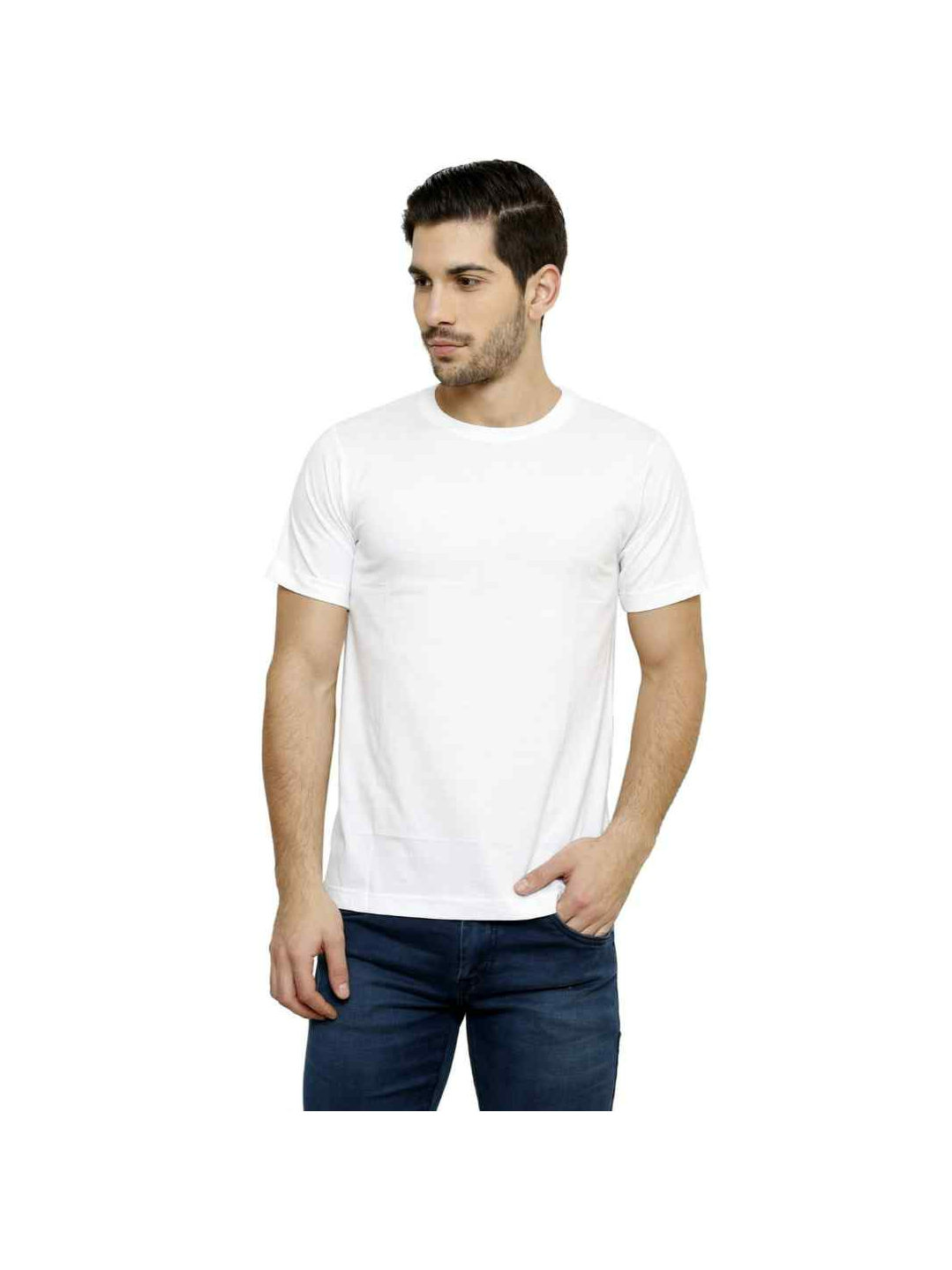 Solid Round Neck T Shirt for Men by Mgrandbear | PIKMAX