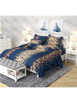 3D Multicoloured Digital Printed Double Bedsheets with Pillow Covers by HOMDAZAL