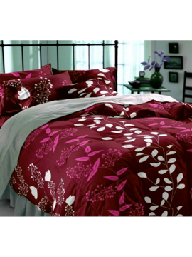 3D Pink & White Leaf Printed Double Bedsheet with Pillow Covers by HOMDAZAL