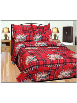 Picture of 3D Teddy & Puppy Printed Double Bedsheet with Pillow Covers by HOMDAZAL