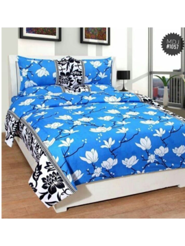 Picture of 3D White Cheery Blossom Printed Double Bedsheet with Pillow Covers by HOMDAZAL