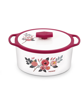 Picture of Trueware Floraa Inner Stainless steel Outer Plastic (Red) Thermoware Casserole  (1000 ml)