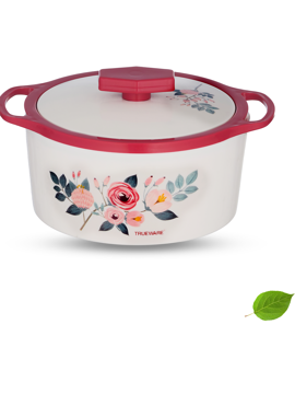 Picture of Trueware Floraa Inner Steel Outer Plastic 1500 ML Casserole Thermoware Casserole  (1500 ml) - Red