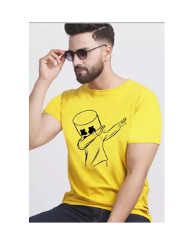 Picture of Classic Designer Men Polyester  Tshirts  Lemon  Dab - Yellow