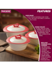 Picture of Trueware Zinna Impulse Inner Steel outer plastic Serving Casserole set Pack of 3 Thermoware Casserole Set  (1000 ml, 1500 ml, 2000 ml) - Pink & White