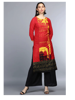 Picture of Regular Wear Red Color Crepe Fabric Printed Fancy Kurti PK1551