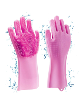 Picture of Magic Silicone Cleaning Hand Gloves for Kitchen Dishwashing and Pet Grooming, Washing Dish, Car, Bathroom (Assorted) -Pack of 1 Pair