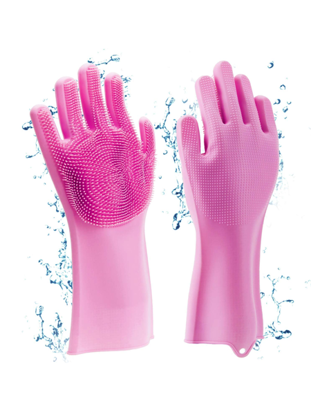 Picture of Magic Silicone Cleaning Hand Gloves for Kitchen Dishwashing and Pet Grooming, Washing Dish, Car, Bathroom (Assorted) -Pack of 1 Pair