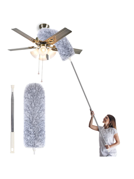 Picture of Microfiber Duster With Extension Pole,Washable Bendable Head Ceiling Fan Duster,15-100 Inch Wet Or Dry Dust Collect Telescoping Dusters For Cleaning,High Ceiling,Keyboard,Furniture,Cars