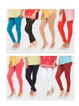 Picture of Pack of 8 Cotton Stretchable Leggings for Women