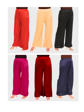 Picture of Pack of 6 Stretchable Palazzo for Women