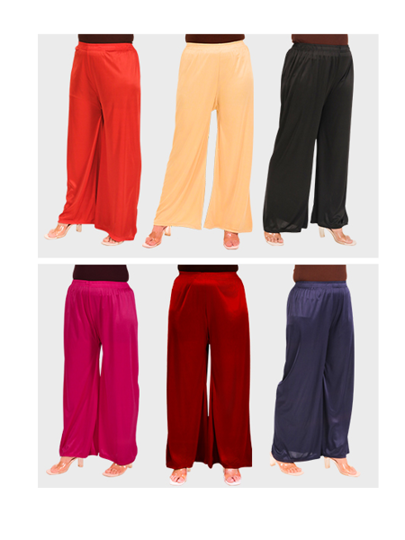 Picture of Pack of 6 Stretchable Palazzo for Women