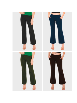 Picture of Pack of 4 Boot Cut Trousers for Women