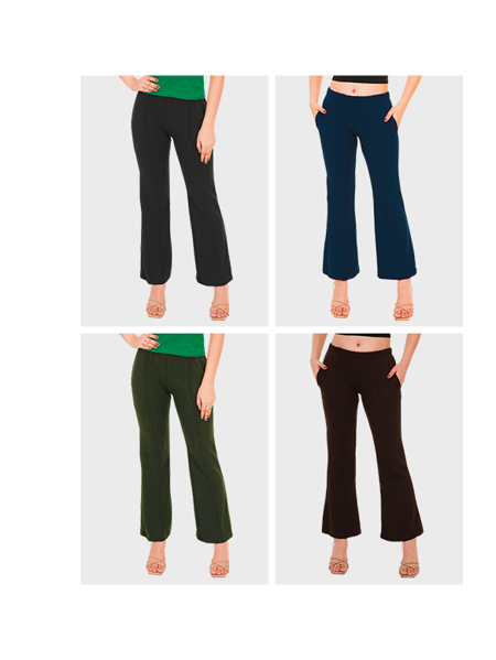 Picture of Pack of 4 Boot Cut Trousers for Women