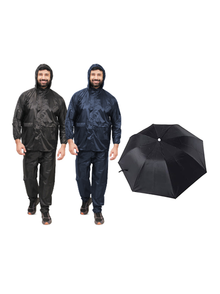 Picture of Pack of 2 Waterproof Raincoat with Free Assorted Umbrella