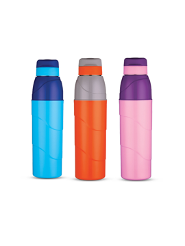 Picture of Trueware Wave Insulated Water Bottle with Inner Steel-Hot & Cold Bottle BPA Free-800 ml - Pack of 3
