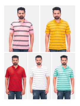 Picture of Pack of 5 Striped Polo Neck T-Shirt for Men